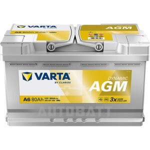 แบตเตอรี่รถยนต์ VARTA Silver Dynamic รุ่น AGM 80 (A6)