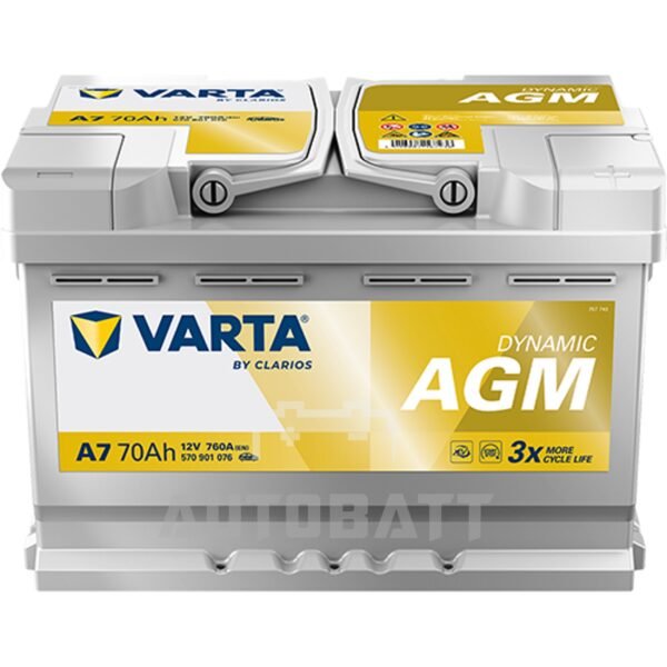 แบตเตอรี่รถยนต์ VARTA Silver Dynamic รุ่น AGM 70 (A7)